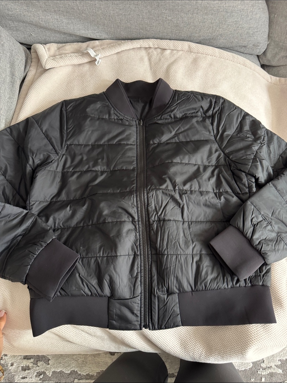lululemon athletica Black Quilted Bomber Jacket reversible